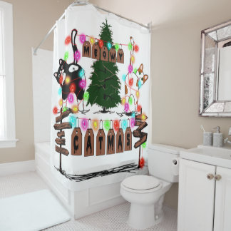 MERRY CATMAS, Niedliches Weihnachtsgeschenk für Ka Duschvorhang