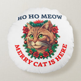 Merry Catmas Rundes Kissen