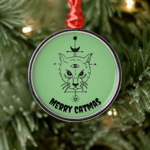 Merry Catmas Spooky Cat Lover Horror Ornament Aus Metall