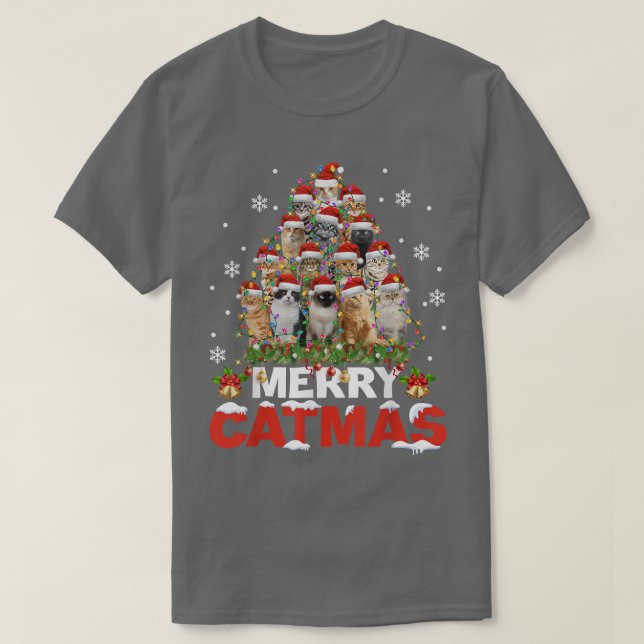 Merry Catmas Weihnachten Pajamas Xmas Ugly Sweat T-Shirt (Design vorne)