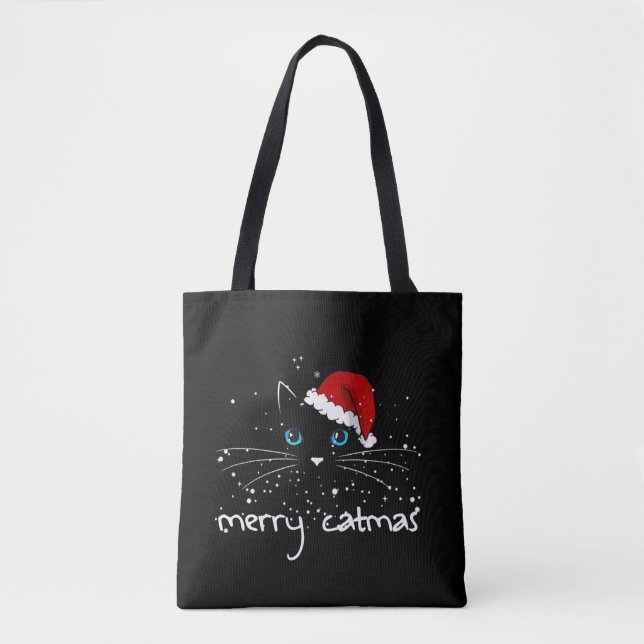 MERRY CATMAS Weihnachtsbaum Meme Tote Beutel (Vorderseite)
