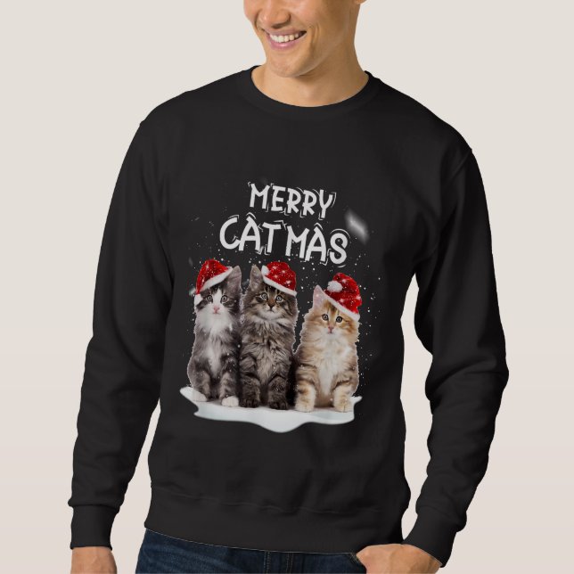 Merry Catmas Weihnachtsbaum Santa Kitten Xmas Nied Sweatshirt (Vorderseite)