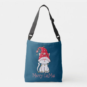 Merry Catmas Weihnachtsgeschenk Funny Niedlich Gno Tragetaschen Mit Langen Trägern