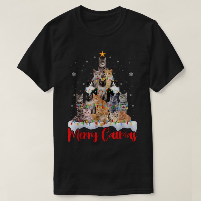 Merry Catmas Weihnachtsgeschenk Männer Frauen Kind T-Shirt (Design vorne)