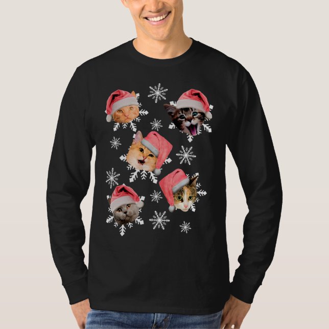 Merry Catmas Weihnachtsmannmütze Kitty Christmas T-Shirt (Vorderseite)