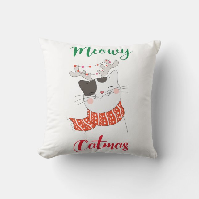 Merry Catmis Pillow - Niedlich Cat Lover Christmas Kissen (Vorderseite)