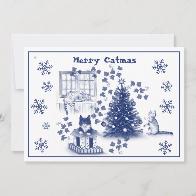 Merry Catmus - Weihnachtskarte Feiertagskarte (Vorderseite)