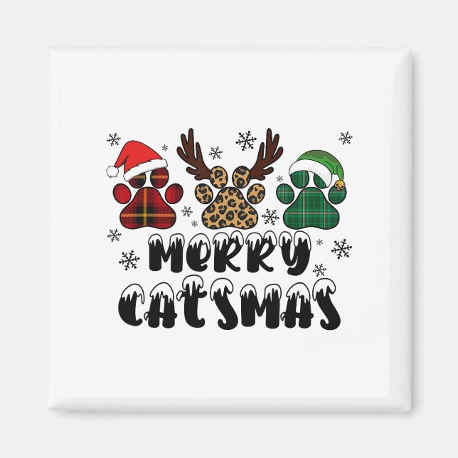 Merry Catsmas Cat Mama Cat Christmas Cat Lover San Magnet (Vorne)
