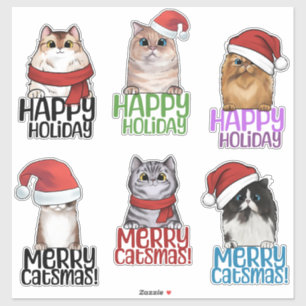 Merry Catsmas Weihnachtssticker Sheet Aufkleber
