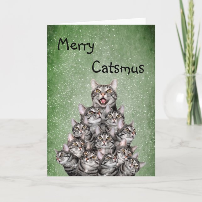 Merry Catsmus Feiertagskarte (Vorderseite)