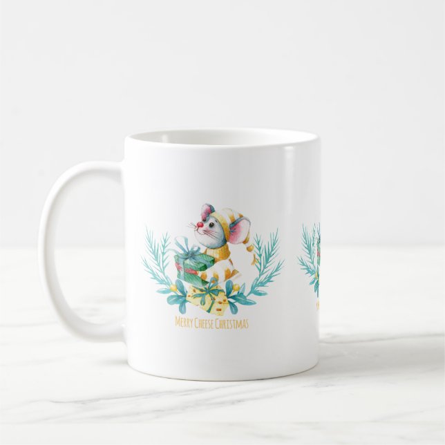 Merry Cheese Christmas Mouse Kaffeetasse (Links)
