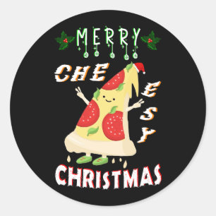 Merry Cheesy Weihnachten Weihnachten Weihnachten P Runder Aufkleber