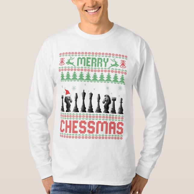 Merry Chessmas Funny Chess christmas Ugly Sweater T-Shirt (Vorderseite)