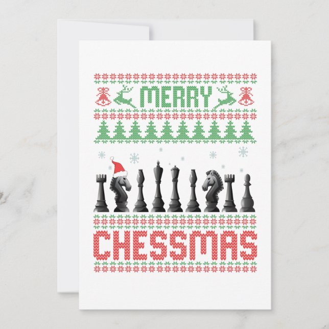 Merry Chessmas Funny Schach Weihnachten Ugly Sweat Dankeskarte (Vorderseite)