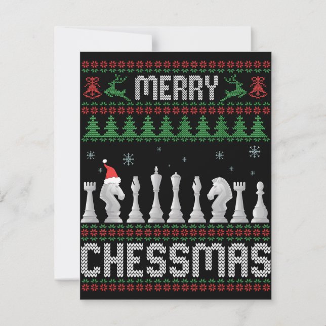 Merry Chessmas Funny Schach Weihnachten Ugly Sweat Mitteilungskarte (Vorderseite)