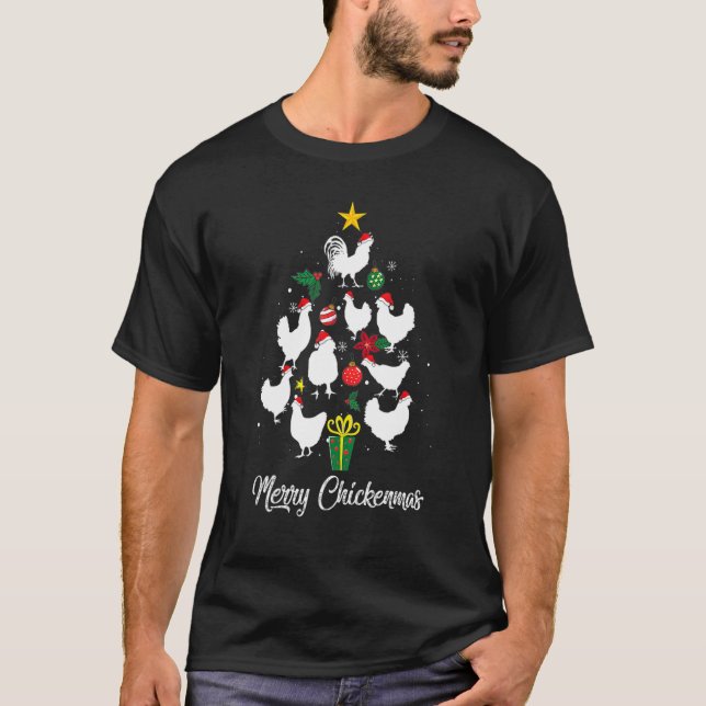 Merry Chickenmas Chicken Christmas Tree  Xmas Paja T-Shirt (Vorderseite)