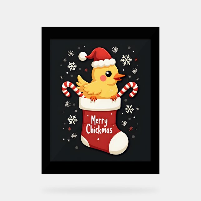 Merry Chickmas Chicken Acrylschild (Vorderseite)