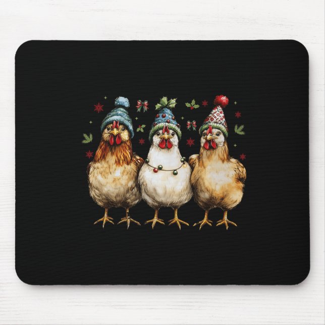 Merry Chickmas Chickens Funny Christmas Chicken Mo Mousepad (Vorne)