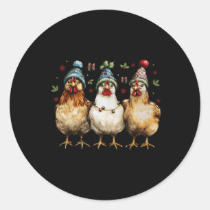 Merry Chickmas Chickens Funny Christmas Chicken Mo Runder Aufkleber