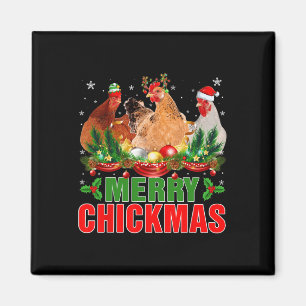 Merry Chickmas Chickens Weihnachtsmannmütze Bauern Magnet