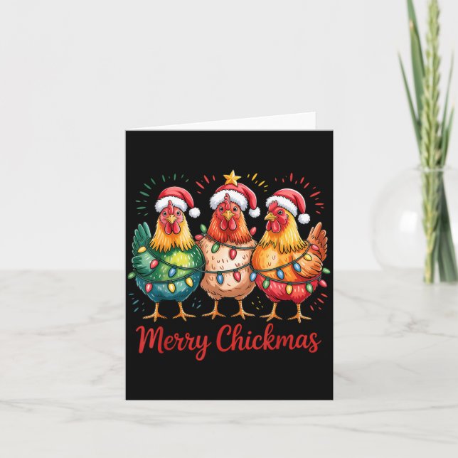 Merry Chickmas Christmas Chicken Santa Hat Chicken Karte (Vorderseite)