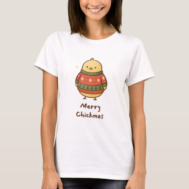 Merry Chickmas - Christmas Pun T-Shirt (Vorderseite)