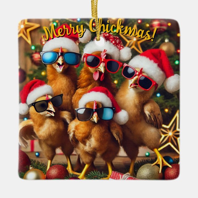 Merry Chickmas Keramikornament (Vorderseite)