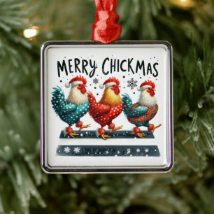 Merry Chickmas Ornament Aus Metall