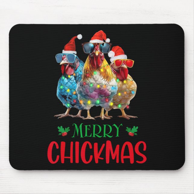 Merry Chickmas Ornament Lights Chicken Bauer Chri Mousepad (Vorne)