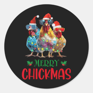 Merry Chickmas Ornament Lights Chicken Bauer Chri Runder Aufkleber