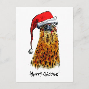 Merry Chickmas Postcard Feiertagspostkarte