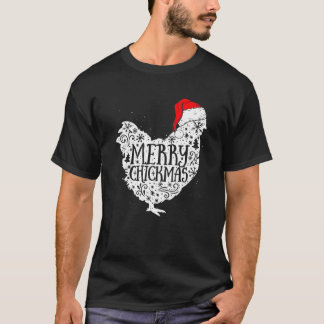 Merry Chickmas Red Kariert Pajama Chicken Weihnach T-Shirt