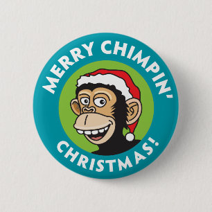 Merry Chimpins Weihnachten Button