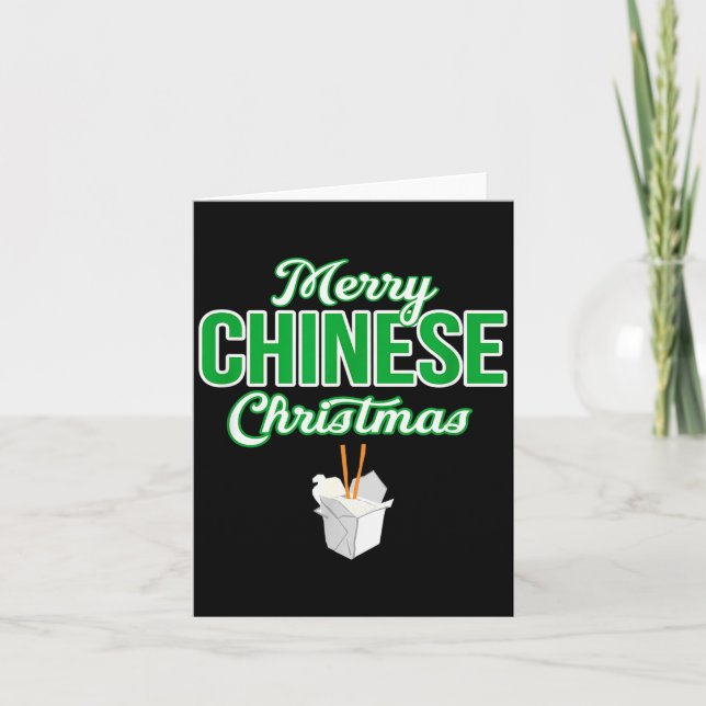 Merry Chinese Christmas Xmas Funny Restaurant Take Karte (Vorderseite)