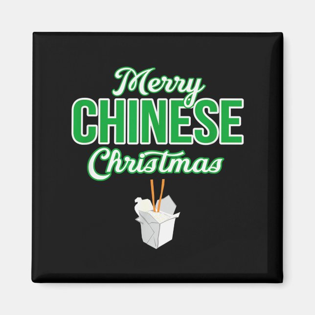 Merry Chinese Christmas Xmas Funny Restaurant Take Magnet (Vorne)