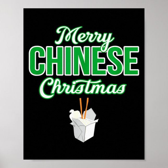 Merry Chinese Christmas Xmas Funny Restaurant Take Poster (Vorne)