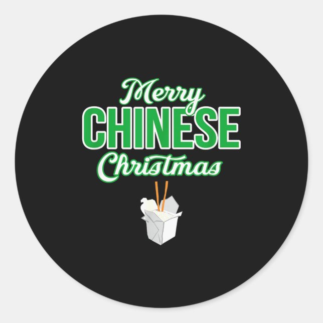 Merry Chinese Christmas Xmas Funny Restaurant Take Runder Aufkleber (Vorderseite)