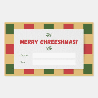 Merry Chreeshmas kariertes Geschenk Rechteckiger Aufkleber