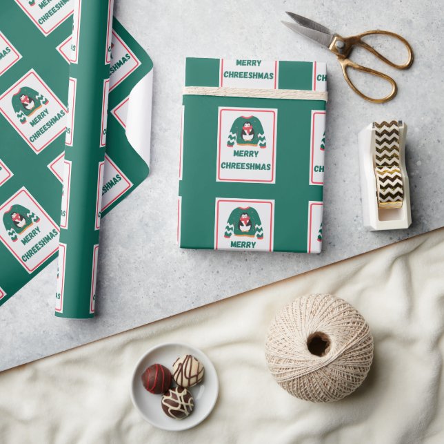 Merry Chreeshmas Penguin Sweater Geschenkpapier (Kunsthandwerk)