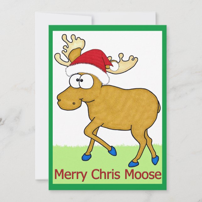 Merry Chris Moose Christmas Feiertagskarte (Vorderseite)
