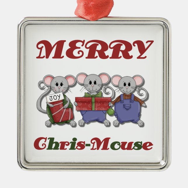 Merry Chris-Mouse Keepake Ornament Aus Metall (Vorne)