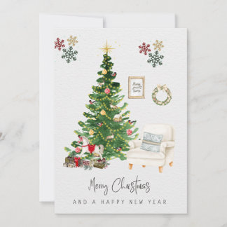 Merry Chrismas And Happy New Year Holiday Card Feiertagskarte