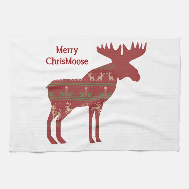 Merry ChrisMoose Funny Christmas Elche Animal Art Handtuch (Horizontal)