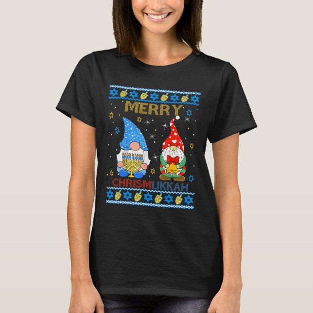 Merry Chrismukkah Funny Gnomes Weihnachten und Han T-Shirt (Vorderseite)