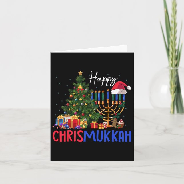 Merry Chrismukkah Happy Christmas Hanukkah 2 Karte (Vorderseite)