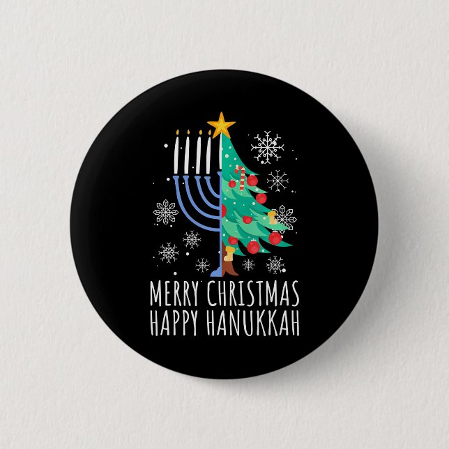 Merry Chrismukkah Happy Christmas Hanukkah Button (Vorderseite)
