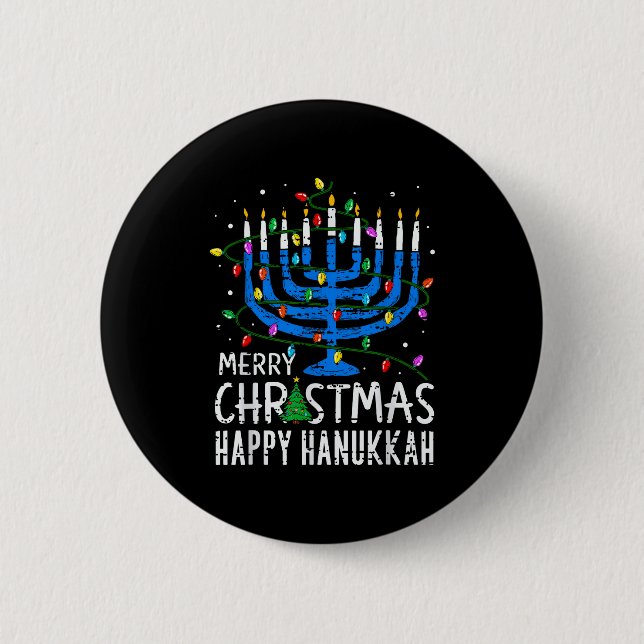 Merry Chrismukkah Happy Christmas Hanukkah Chanuka Button (Vorderseite)