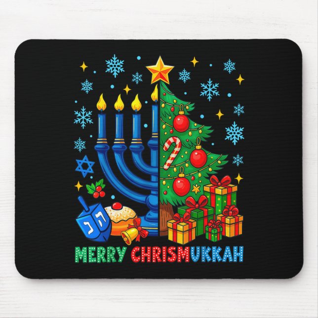 Merry Chrismukkah Happy Christmas Hanukkah Pajama  Mousepad (Vorne)