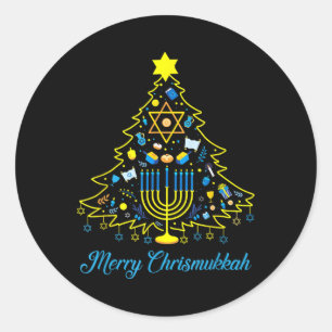 Merry Chrismukkah Happy Christmas Hanukkah Runder Aufkleber