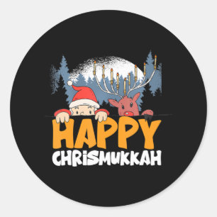 Merry Chrismukkah Happy Christmas Hanukkah Runder Aufkleber